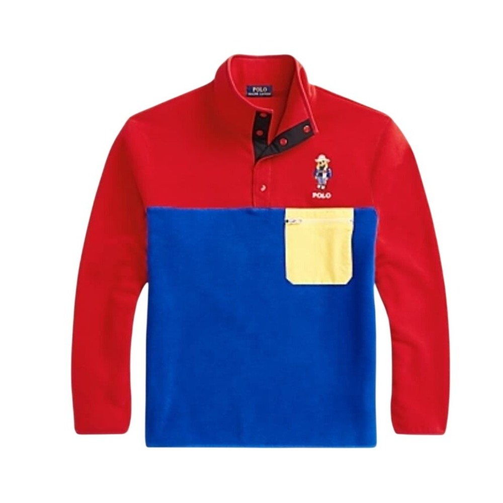 Polo Ralph Lauren Polo Bear Color Blocked Fleece Pullover‎ 90s Style M NWOT